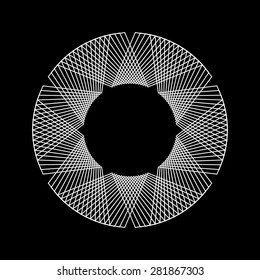 Weiße abstrakte Fraktale-Form mit schwarzem Hintergrund für Logo, Design-Konzepte, Web, Drucke, Poster. Vektorgrafik.