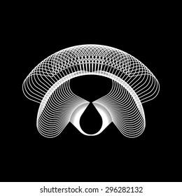 White abstract fractal shape with black background for logo,  design concepts, posters, banners, web, presentations and prints. Vector illustration.