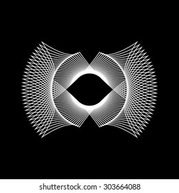 White abstract fractal shape with black background for logo,  design concepts, posters, banners, web, presentations and prints. Vector illustration.
