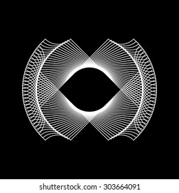 White abstract fractal shape with black background for logo,  design concepts, posters, banners, web, presentations and prints. Vector illustration.