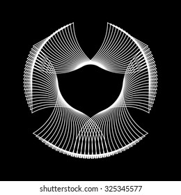 White abstract fractal shape with black background for logo, design concepts, posters, banners, web, presentations and prints. Vector illustration.