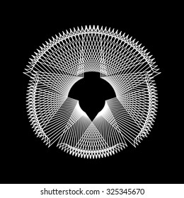 White abstract fractal shape with black background for logo, design concepts, posters, banners, web, presentations and prints. Vector illustration.