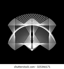 White abstract fractal shape with black background for logo, design concepts, posters, banners, web, presentations and prints. Vector illustration.