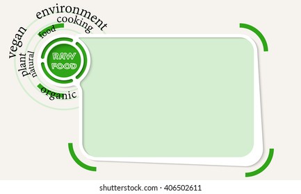 White abstract frame for your text and raw food icon