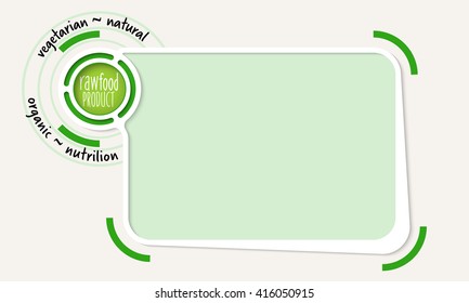 White abstract frame for your text and raw food symbol