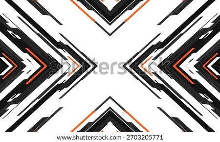 White abstract futuristic technology background concept with black and orange dynamic hi-tech digital arrows. Vector illustration