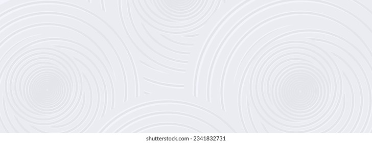 White abstract geometric background with circles pattern. Vector illustration rounded lines white banner.