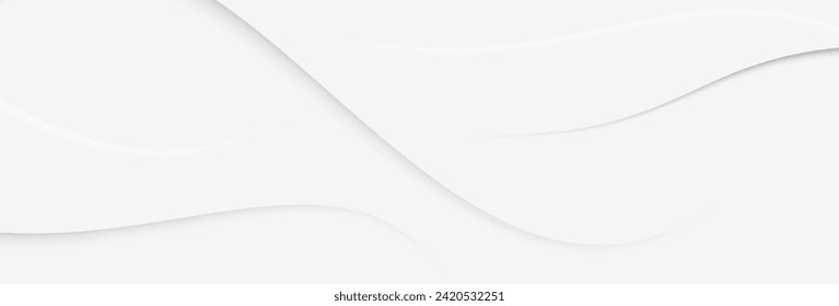White abstract geometric background. Modern wavy cut out graphic design. Vector illustration