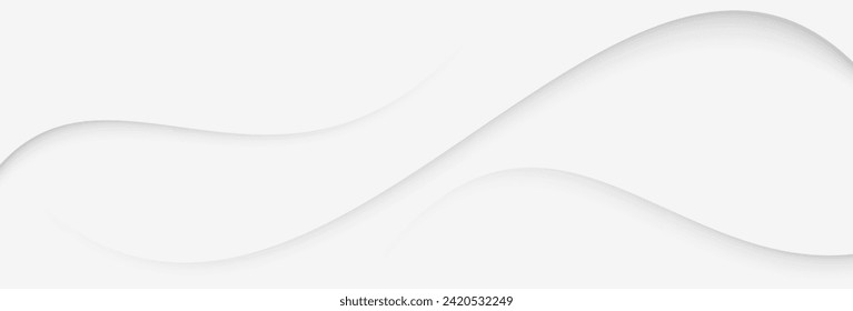 White abstract geometric background with wave elements. Modern cutout graphic design. Vector illustration