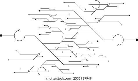White abstract geometric dots and lines connection circuit concept.