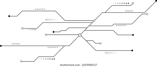 Concepto de circuito de conexión de puntos y líneas geométricas Abstractas blancas. 