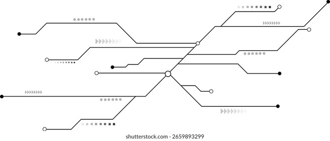 Concepto de circuito de conexión de puntos y líneas geométricas Abstractas blancas.