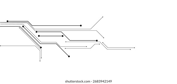 Ponto geométrico branco abstrato e conceito de circuito de conexão de linhas.