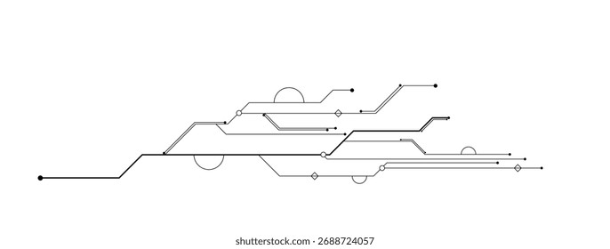 White Abstract geometric dots and lines connection circuit concept.