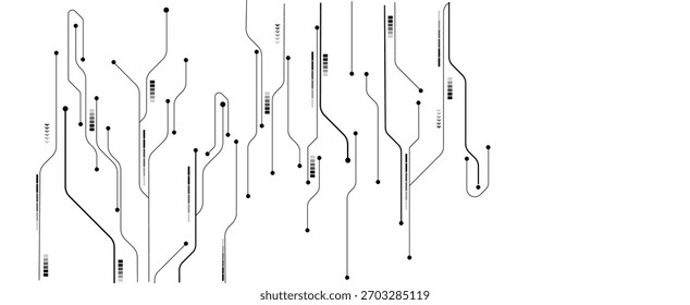  White Abstract geometric dots and lines connection circuit concept.