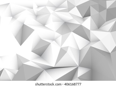 White abstract geometric, low poly style vector illustration graphic background