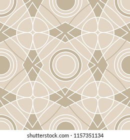 White abstract geometric seamless pattern on beige background