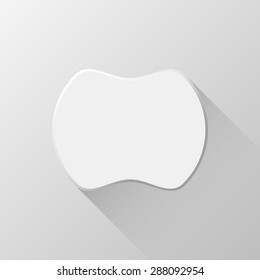 White abstract geometric shape, badge, blank button template with flat designed shadow and light background for design concepts, interfaces, UI, applications, apps. Vector illustration.