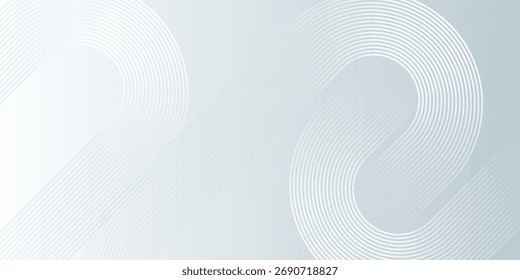 Fondo geométrico brillante abstracto blanco. Patrón de líneas redondeadas blancas. Concepto de tecnología futurista. 