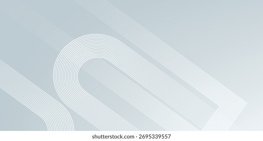 White abstract glowing geometric background. White rounded lines pattern. Futuristic technology concept. Suit for poster, cover, banner, presentation, website, flyer