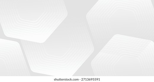 White abstract glowing geometric hexagon lines with technology digital hi-tech concept background