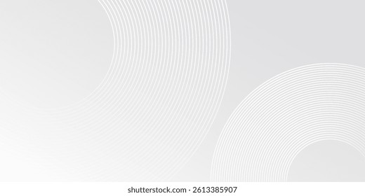 White abstract glowing geometric lines on gray background. Modern shiny blue circle modern abstract simple art