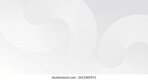 White abstract glowing geometric lines on gray background. Modern shiny blue circle modern abstract