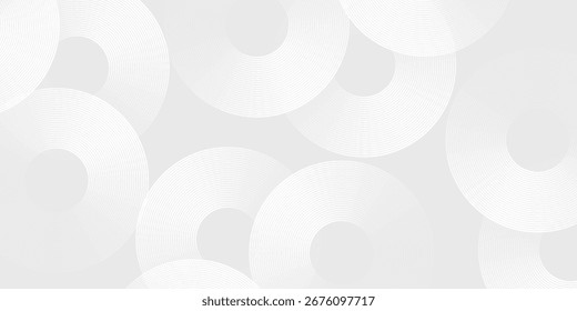 White abstract glowing geometric lines on gray background. Modern shiny blue circle lines pattern simple modern