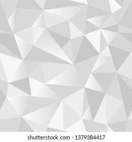 White abstract gradient geometric rumpled triangular seamless low poly style vector illustration graphic background. Rampled paper style background. Vector illustration