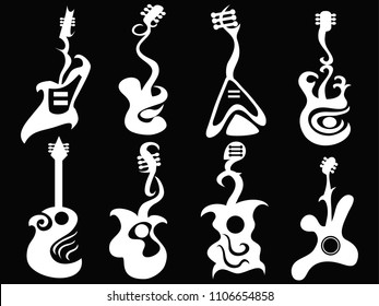 white abstract guitar on black background
