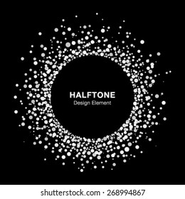 White Abstract Halftone Circle Frame Logo Design Element, vector illustration 