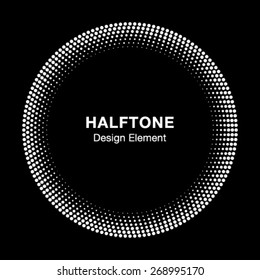 White Abstract Halftone Circle Logo Design Element, vector illustration  