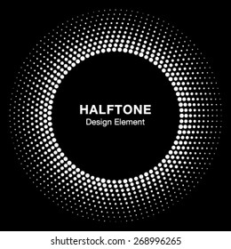 White Abstract Halftone Circle Logo Design Element, vector illustration  