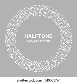 White Abstract Halftone Circle Logo Design Element, vector illustration
