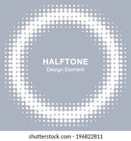 White Abstract Halftone Design Element on grey background, vector illustration 