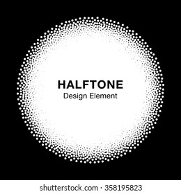 White Abstract Halftone Dots Circle. Circular Frame Background. Vector illustration 