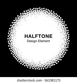 White Abstract Halftone Dots Circle. Circular Frame Background. Vector illustration 