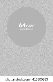 White abstract halftone dots circle frame on light gray background. Background A4 size, a4 format backdrop frame