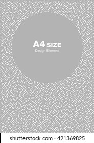 White abstract halftone dots circle frame on light gray background. Abstract circle gray dots background. Circle frame dots Backdrop. Vector Background A4 size, a4 format. 