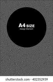 White Abstract Halftone Dots Frame on Black Background. Circle Backdrop. A4 size, a4 format. Vector illustration 
