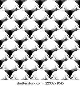 White abstract halftone seamless pattern on the black background. Vector illustration.