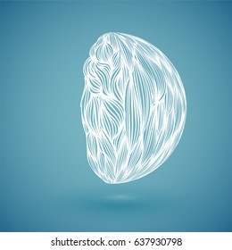 White abstract hand drawn globe, vector illustration
