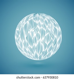 White abstract hand drawn globe, vector illustration