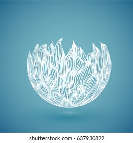 White abstract hand drawn globe, vector illustration