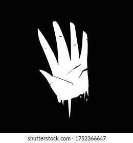 The white abstract hand logo