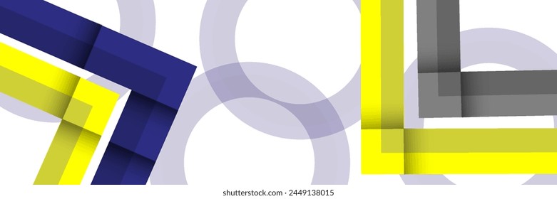 Weißer abstrakter Horizontaler Banner-Hintergrund mit blauen geometrischen Formen. Moderne futuristische Grafikdesign-Element. Geeignet für Cover, Header, Business, Präsentationen, Websites. Vektorgrafik