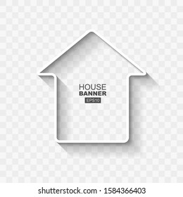 White Abstract House Banner Template with Flat Design Shadow