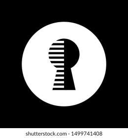 White abstract keyhole icon, digital security lock logo - Vector