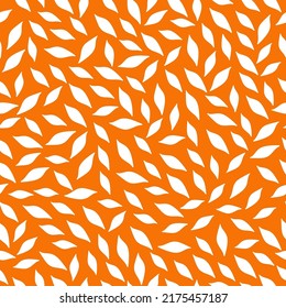 White abstract leaves orange seamless pattern.