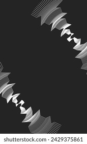 White abstract line visual art on a black background looks cool and mysterious. Black and white monochrome background with cool geometric line shapes is great for your video content and editable